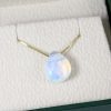 Opal Gold Necklace, Moonstone opal pear cut gold necklace