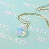 Opal Gold Necklace, Moonstone opal pear cut gold necklace