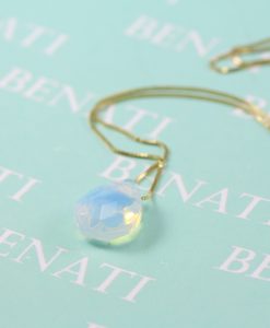 Opal Gold Necklace, Moonstone opal pear cut gold necklace - Image 3