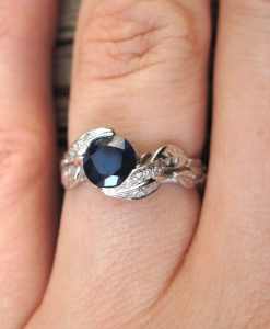 Sapphire engagement ring with diamonds