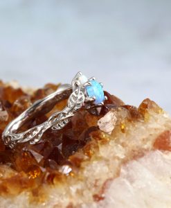 Opal Leaf Engagement Ring, Leaves Opal Engagement Ring - Image 3