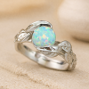 White opal leaf ring