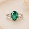 Natural Emerald Engagement Ring, Oval Braided Rope Ring