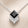 Princess Cut Sapphire Pendant, Pendant Necklace Princess Cut Sapphire Pendant, Pendant Necklace