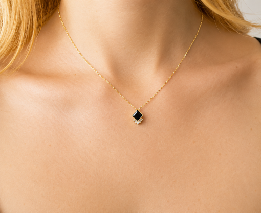 Princess Cut Sapphire Pendant, Pendant Necklace Princess Cut Sapphire Pendant, Pendant Necklace