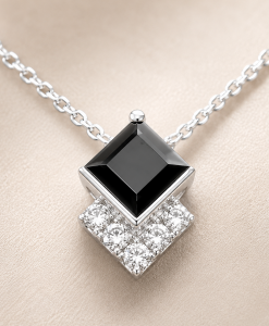 Princess Cut Sapphire Pendant, Pendant Necklace - Image 2