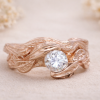 Rose-Gold-Diamond-Leaf-Engagement-Ring-Set