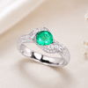 Rose Gold Leaves Emerald Engagement Ring, Natural Emerald Nature Inspired Ring