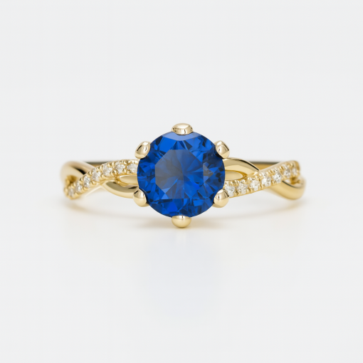 14k rose gold sapphire engagement ring with diamonds