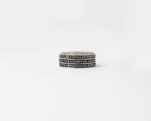 Friendship Words Ring In Sterling Silver, Personalized Powerful Words