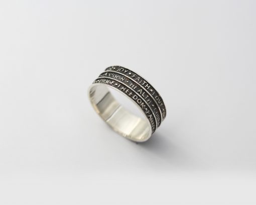 Friendship Words Ring In Sterling Silver, Personalized Powerful Words