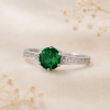 Vintage Emerald Filigree Engagement Ring, Antique Anniversary Emerald Ring 2 Carat Gemstone Engagement Ring White Gold Art Deco Promise Ring