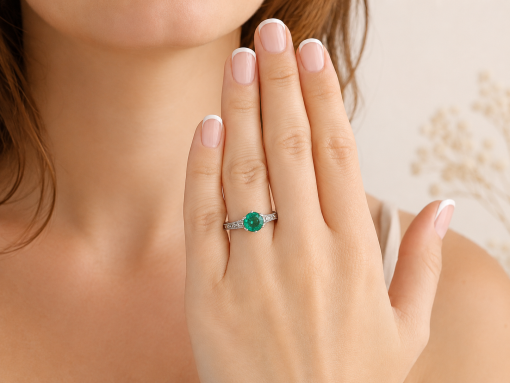 Vintage Emerald Filigree Engagement Ring, Antique Anniversary Emerald Ring 2 Carat Gemstone Engagement Ring White Gold Art Deco Promise Ring