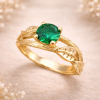 Nature Inspired Emerald Engagement Ring, Leaves Emerald Ring Nature Inspired Emerald Engagement Ring, Leaves Emerald Ring