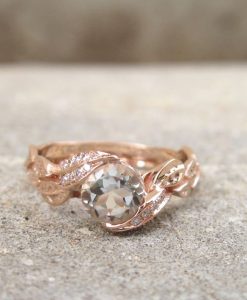 Green Amethyst Leaf Ring