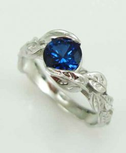 3/4 carat sapphire ring with leaves design