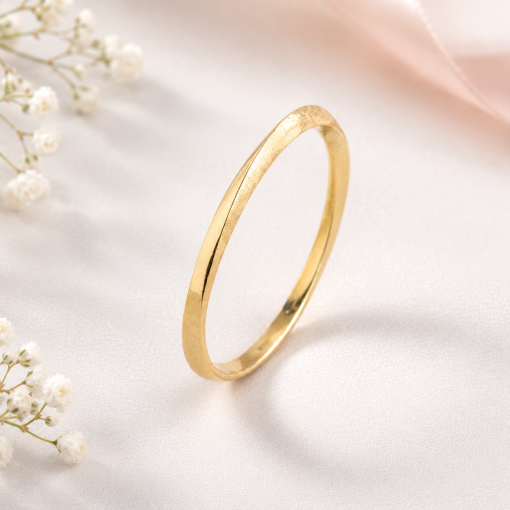 Solid Gold 14k Thin Rose Gold Wedding Band, Mobius Wedding Ring