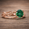 Nature Inspired Emerald Engagement Ring, Leaves Emerald Ring Nature Inspired Emerald Engagement Ring, Leaves Emerald Ring