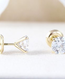 1.50 Carat Diamond Earrings, Solid Gold Stud Earrings