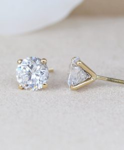 1.50 Carat Diamond Earrings, Solid Gold Stud Earrings