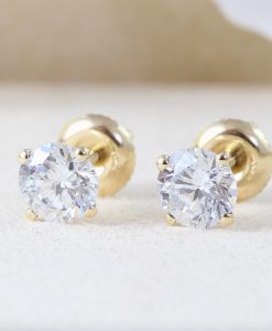 1.50 Carat Diamond Earrings, Solid Gold Stud Earrings