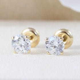 1.50 Carat Diamond Earrings, Solid Gold Stud Earrings