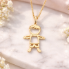 Gold Boy Pendant, Minimalist Child Outline Necklace, Push Present