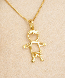 Gold Boy Baby pendant, Child Pendant - Image 2
