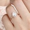 2.0 CT Pear Moissanite Engagement Ring, Rose Gold Pear Halo Solitaire Ring