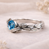 Leaf Ring With Blue Topaz Gemstone In Silver, Blue topaz Leaves Ring