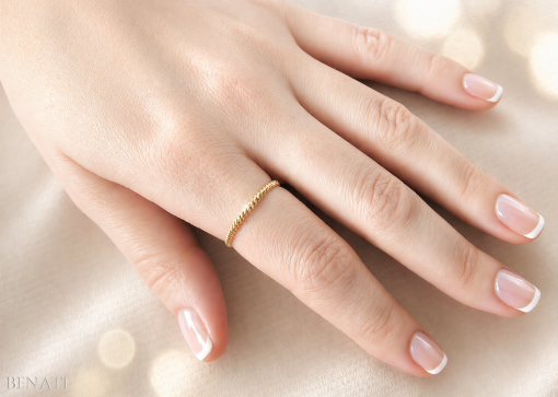 Gold Braided Rope Ring, Solid 14k Gold Stacking Wedding Band