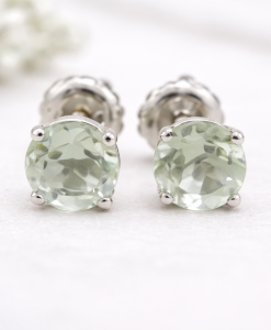 Green Amethyst Stud Earrings, Green Amethyst Earrings