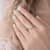 Bridle Set Natural Opal Engagement Ring, Vintage Genuine Opal Ring Set Opal oval gemstones ring set on brides finger