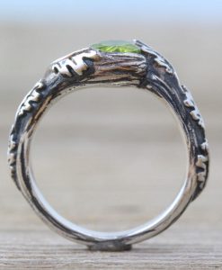 Amethyst Leaf Ring, Silver Leaves Ring With Amethyst