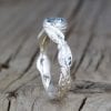 Aquamarine White Gold leaves Ring, Antique Floral Nature Engagement Ring