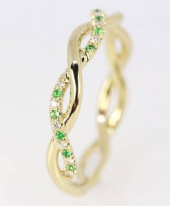 Diamond Emerald Eternity Wedding Band, Emerald Diamond Wedding Band