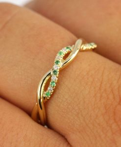 Diamond Emerald Eternity Wedding Band, Emerald Diamond Wedding Band