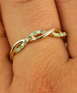 Diamond Emerald Eternity Wedding Band, Emerald Diamond Wedding Band