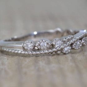 Diamond Filigree Wedding Band, Milgrain Wedding Ring