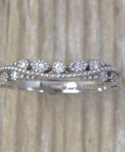 Diamond Filigree Wedding Band, Milgrain Wedding Ring
