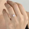 Diamond halo rainbow moonstone engagement ring, Diamond rose gold engagement ring
