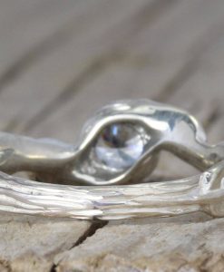 Diamond leaves engagement ring, Bezel Diamond vintage ring