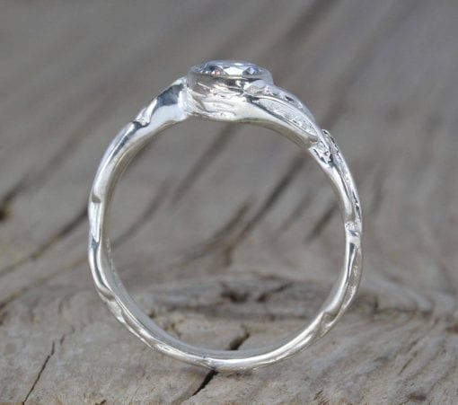 Diamond leaves engagement ring, Bezel Diamond vintage ring