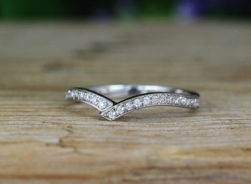 Double  Chevron Diamond Ring, V Shape Diamond Infinity Ring
