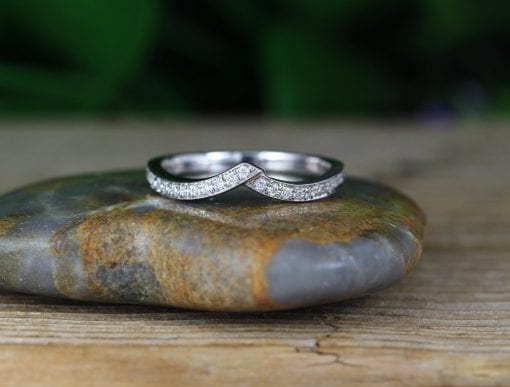 Tiara Diamond Ring in Rose Gold V Shaped Curved Wedding Band | La More  Design