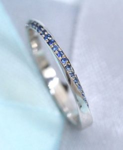 Eternity Band, White Gold Eternity Sapphire Wedding Band 2mm