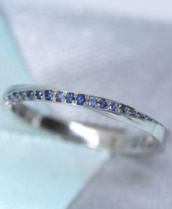 Eternity Band, White Gold Eternity Sapphire Wedding Band 2mm