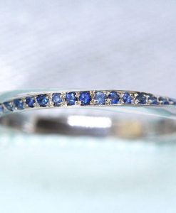 Eternity Band, White Gold Eternity Sapphire Wedding Band 2mm