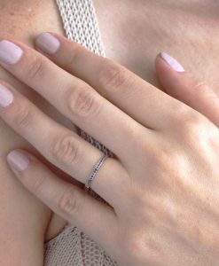 Eternity Band, White Gold Eternity Sapphire Wedding Band 2mm