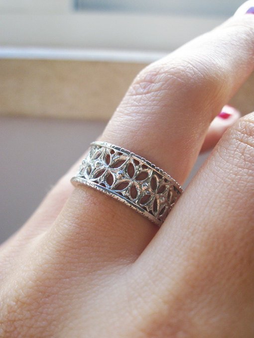 Filigree silver ring, Vintage silver ring